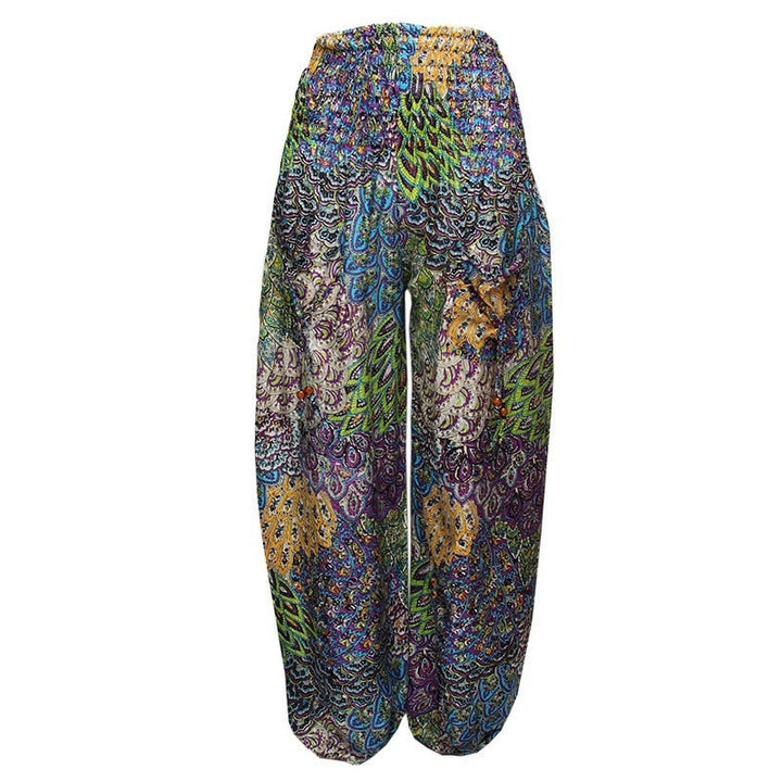 Paisley Leaf High Crotch Harem Pants - Purple