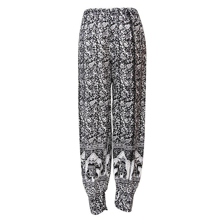 Elephant Monochrome Print Harem Trousers