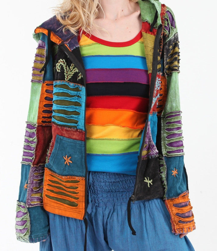 Contrast Rips Zip Up Hoodie..