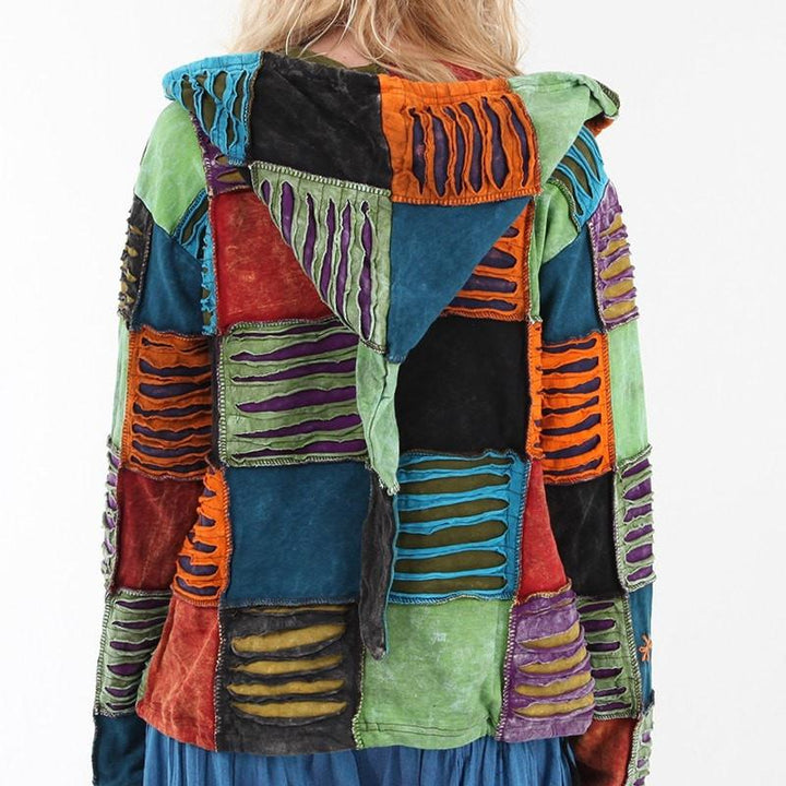 Contrast Rips Zip Up Hoodie..