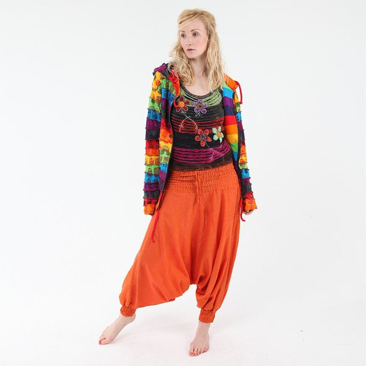 Rainbow Owl Print Hooded Top