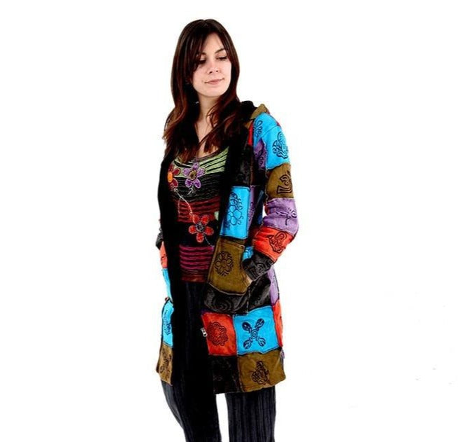 Patchwork Fleece Lined Coat
