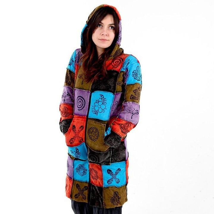 Patchwork Fleece Lined Coat