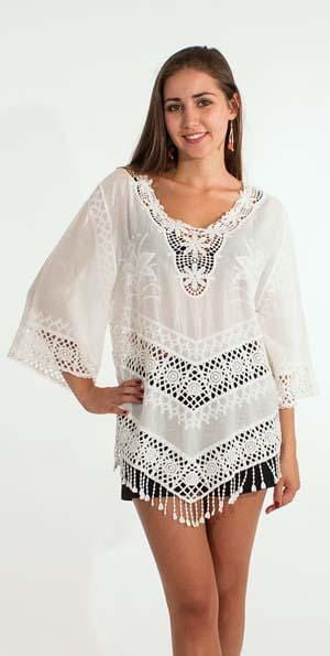 Crochet Embroidered Long Sleeve Blouse