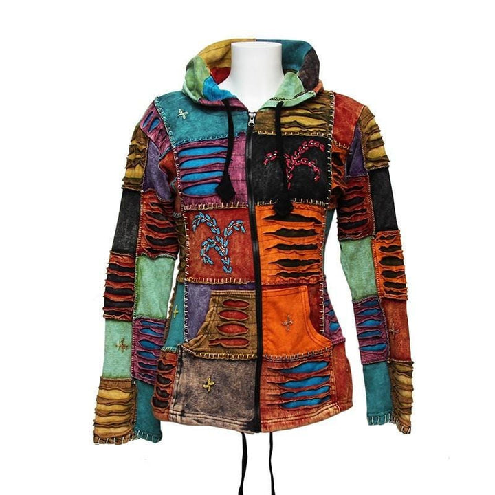 Contrast Rips Zip Up Hoodie..