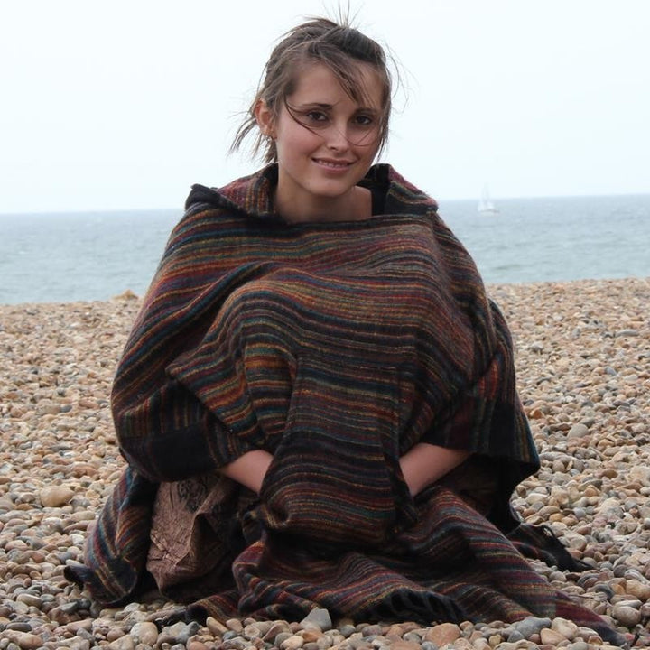 Brown Poncho - Soft & Warm - Model Shot
