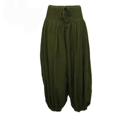 Green Premium Cotton Harem Pants - High Crotch