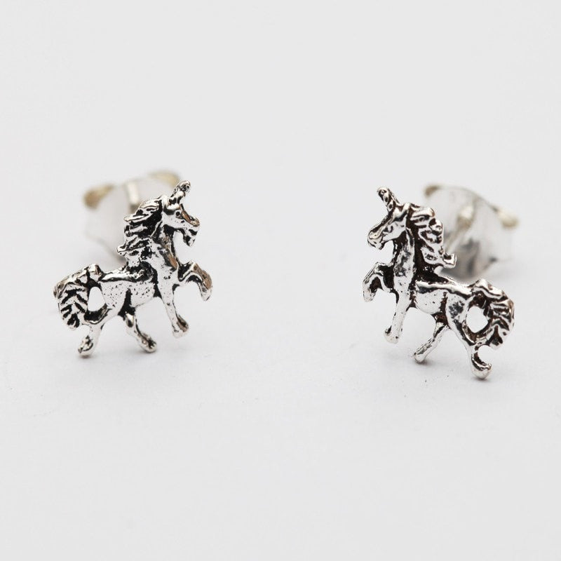 Silver Unicorn Studs Earrings
