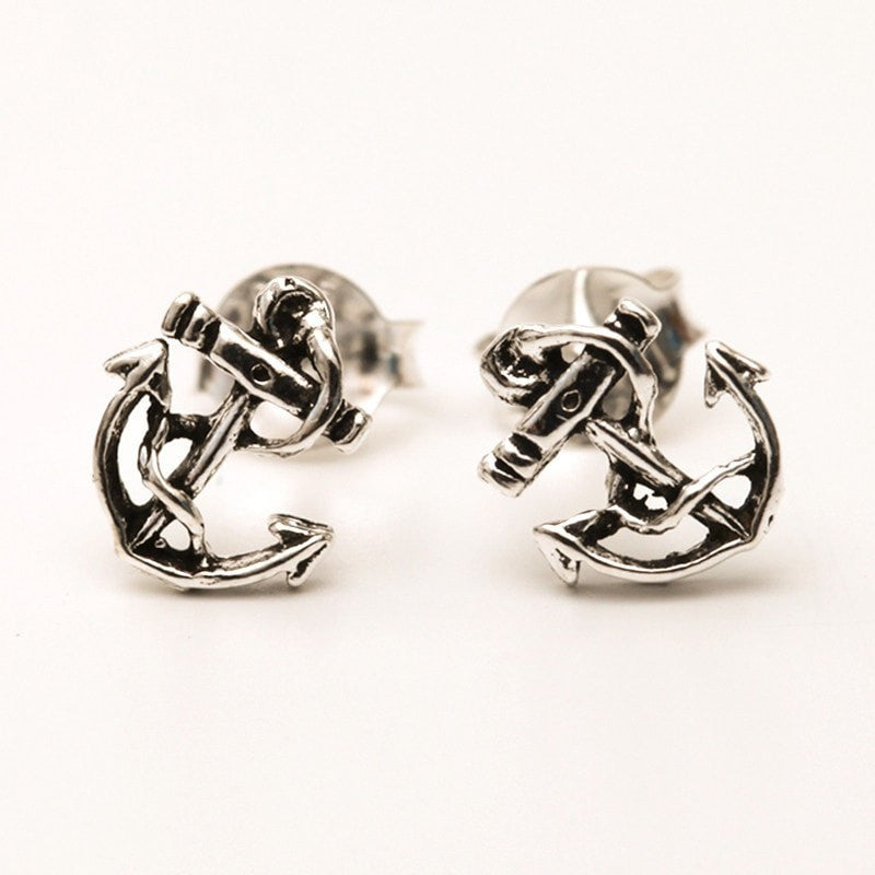 925 Sterling Silver Anchor Ear Studs..