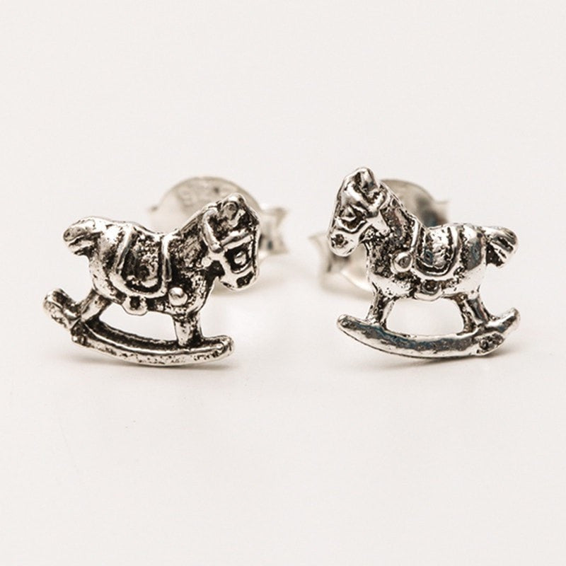 Sterling Silver Rocking Horse Ear Studs..