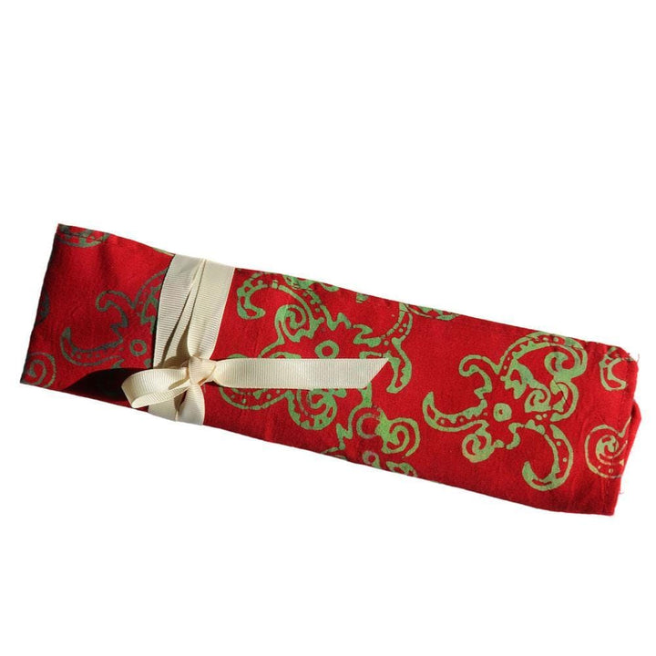Bamboo cutlery set in cotton pouch