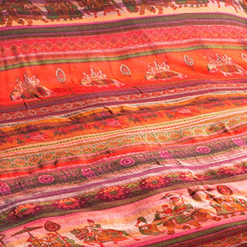 Red Indian Elephant Bed Cover/Wall Hanging