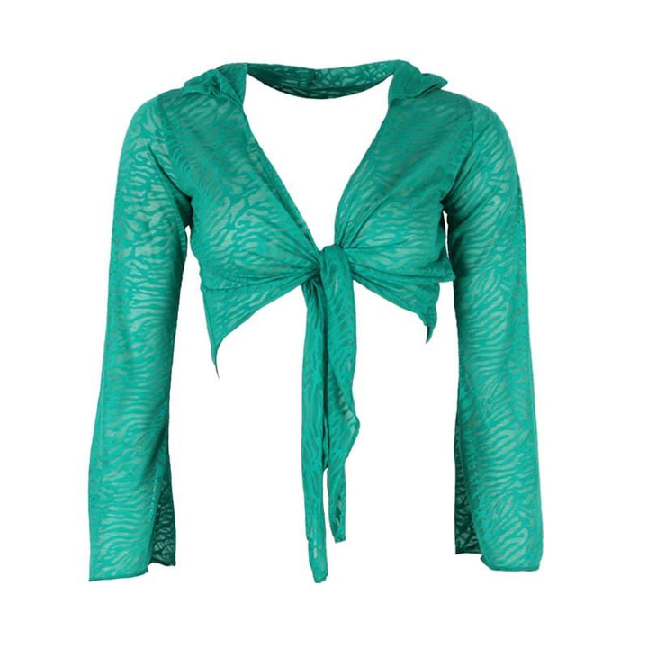 Burnout Pattern Hooded Tie Top