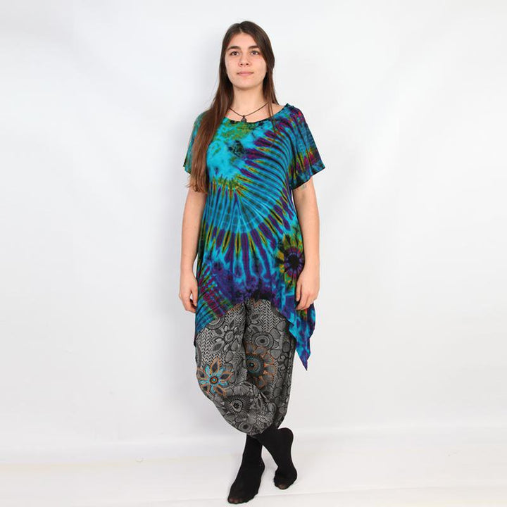 Short Sleeve Tie Dye Longline Top