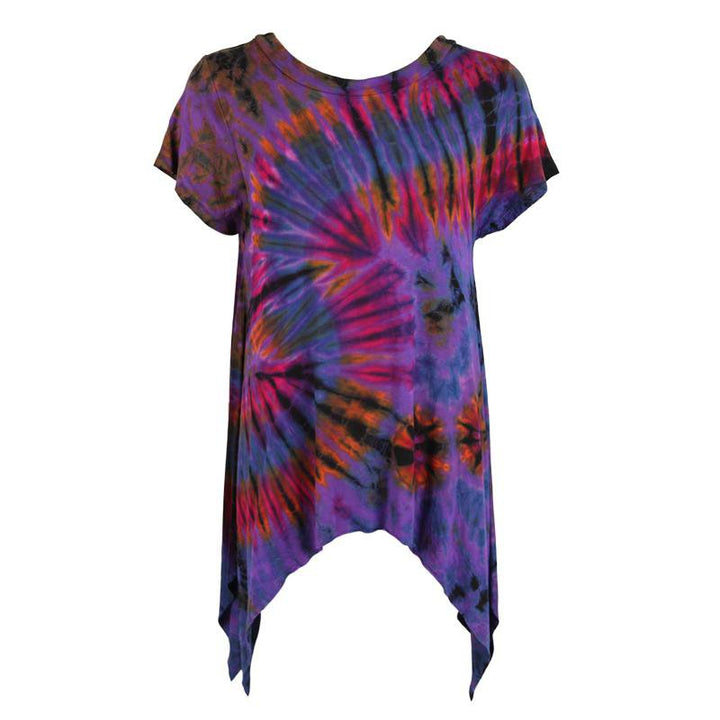 Short Sleeve Tie Dye Longline Top
