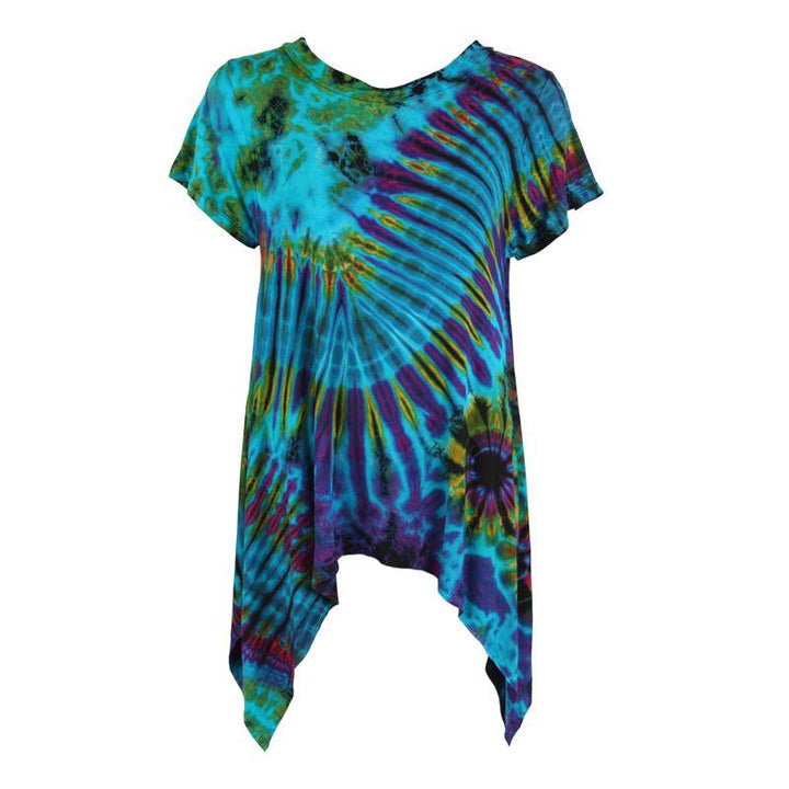 Short Sleeve Tie Dye Longline Top
