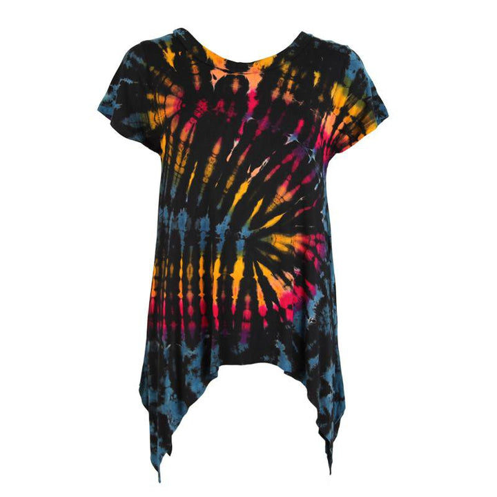 Short Sleeve Tie Dye Longline Top
