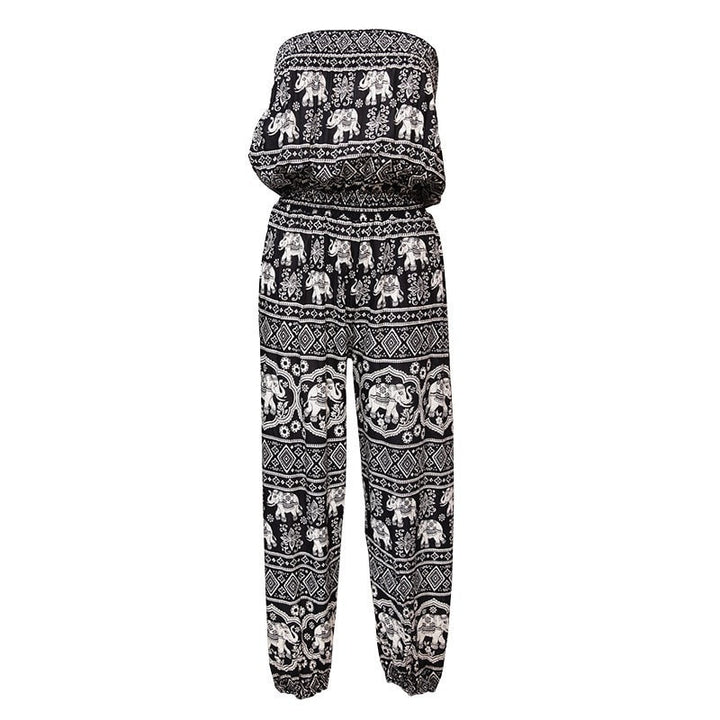 Elephant Printed Bandeau Jumpsuit