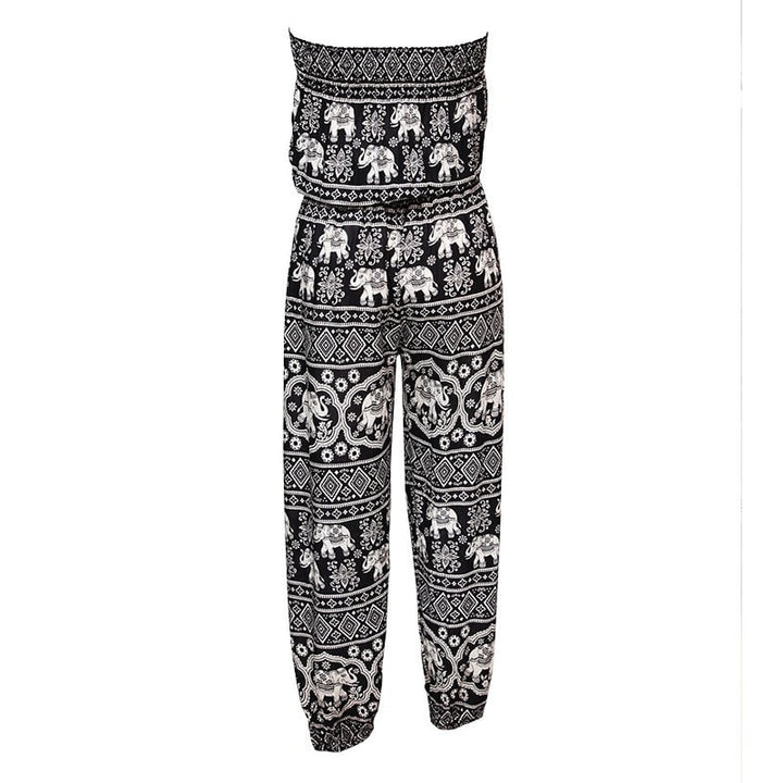 Elephant Printed Bandeau Jumpsuit