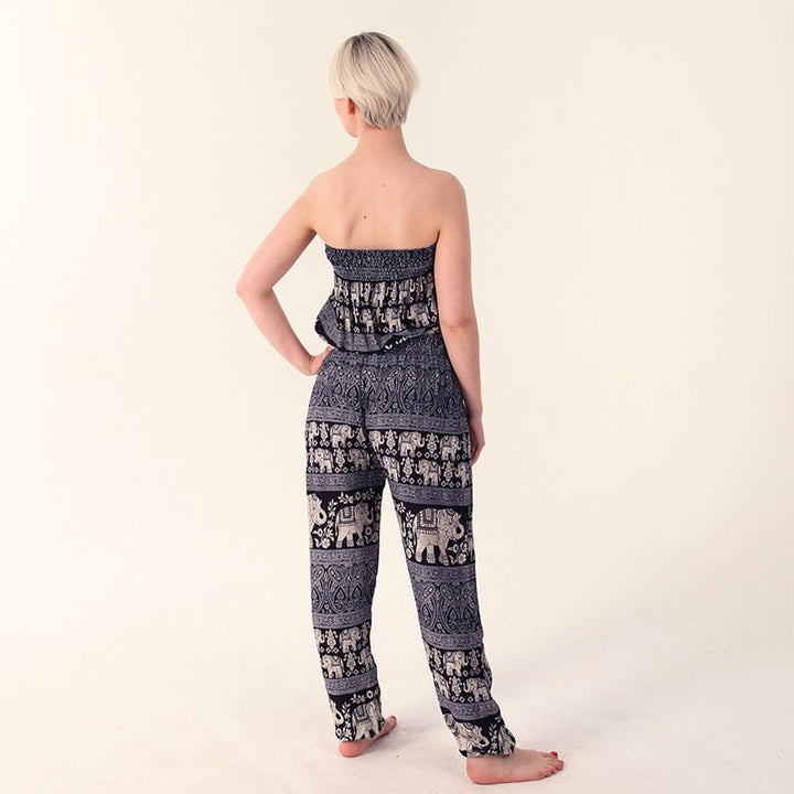 Elephant Printed Bandeau Jumpsuit