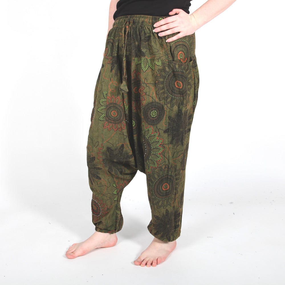 Floral Jogger Drop Crotch Harem Pants