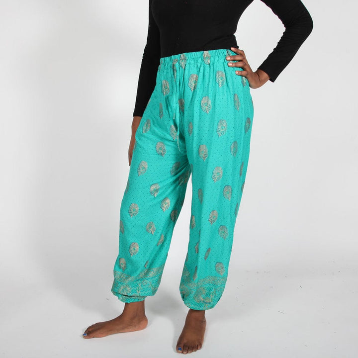 Gold Screen Print Harem Pants