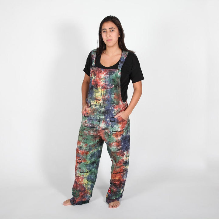 Tie Dye Mushroom Print Dungarees
