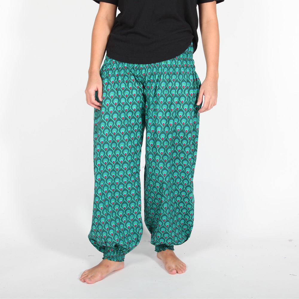 Peacock Print High Crotch Harem Pants
