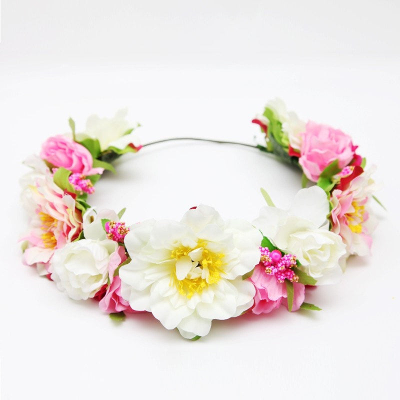 Premium Pink & White Flower Crown