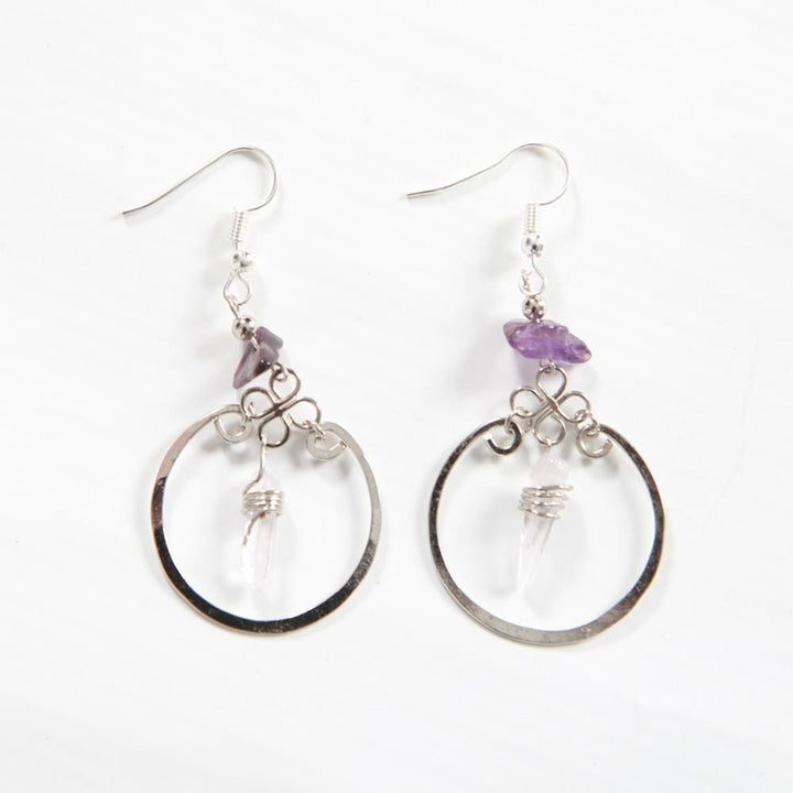 Quartz Round Drop Earrings..