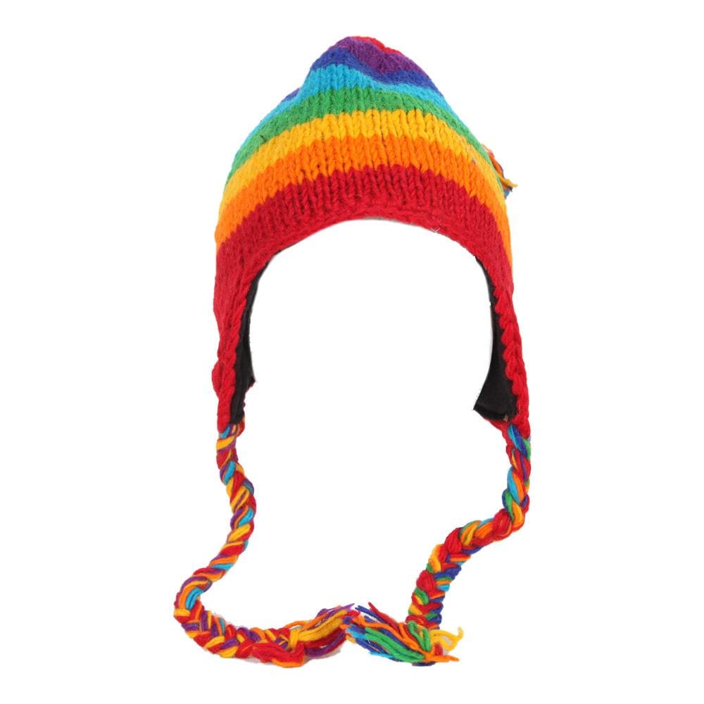 Wool Rainbow Hat With Ear Flaps