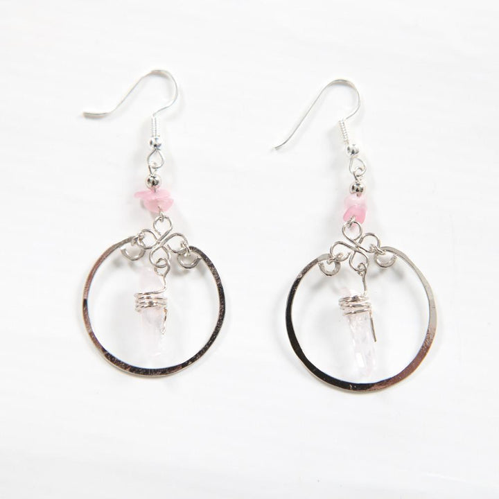 Quartz Round Drop Earrings..