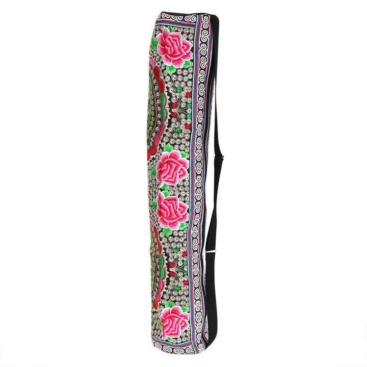 Yoga Mat Bag With Embroidered Lotus Flower