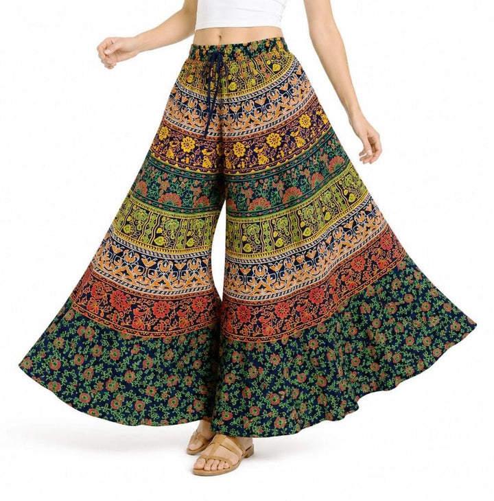 Cotton Bagru Flare Trousers