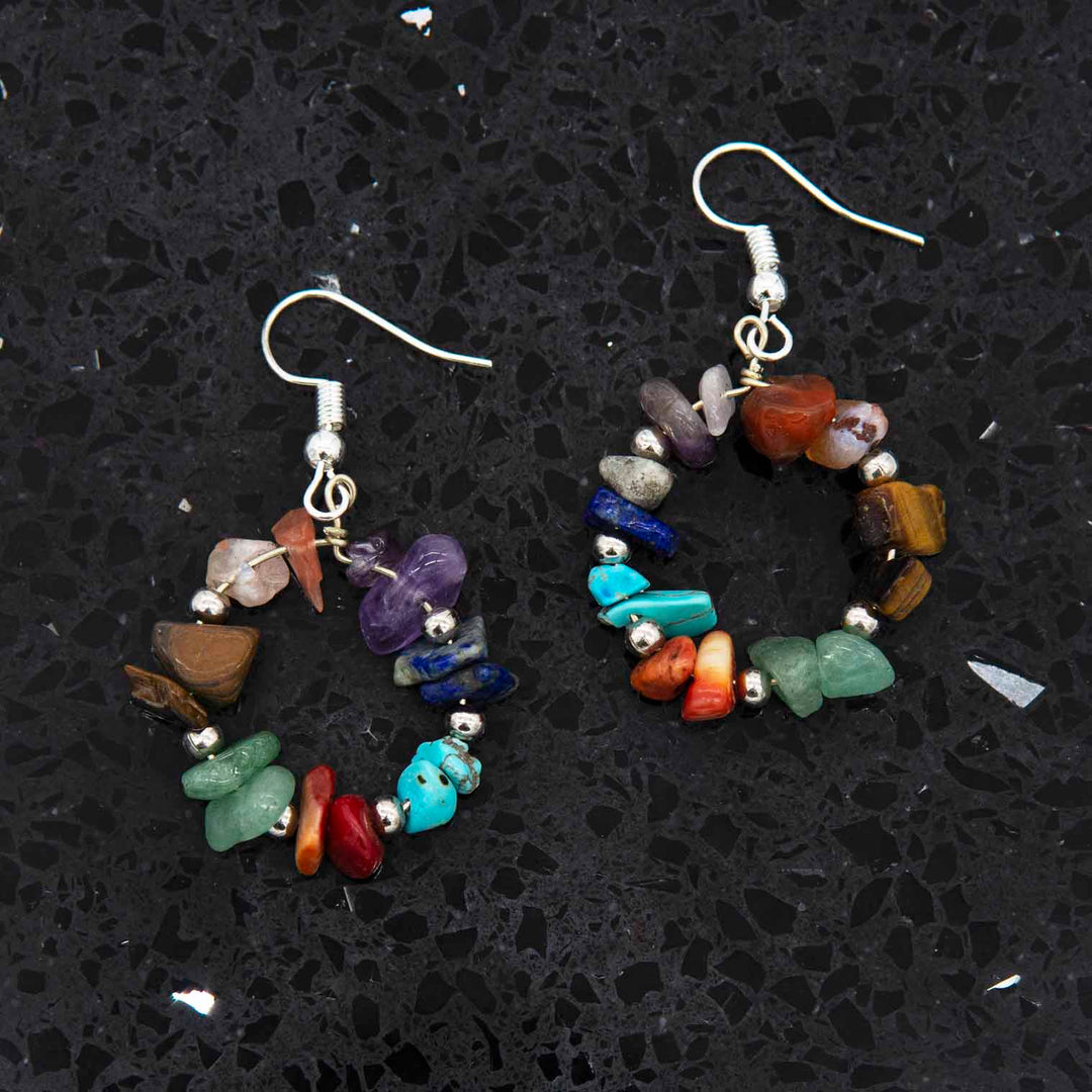 Semi Precious Ring of Stones Earrings