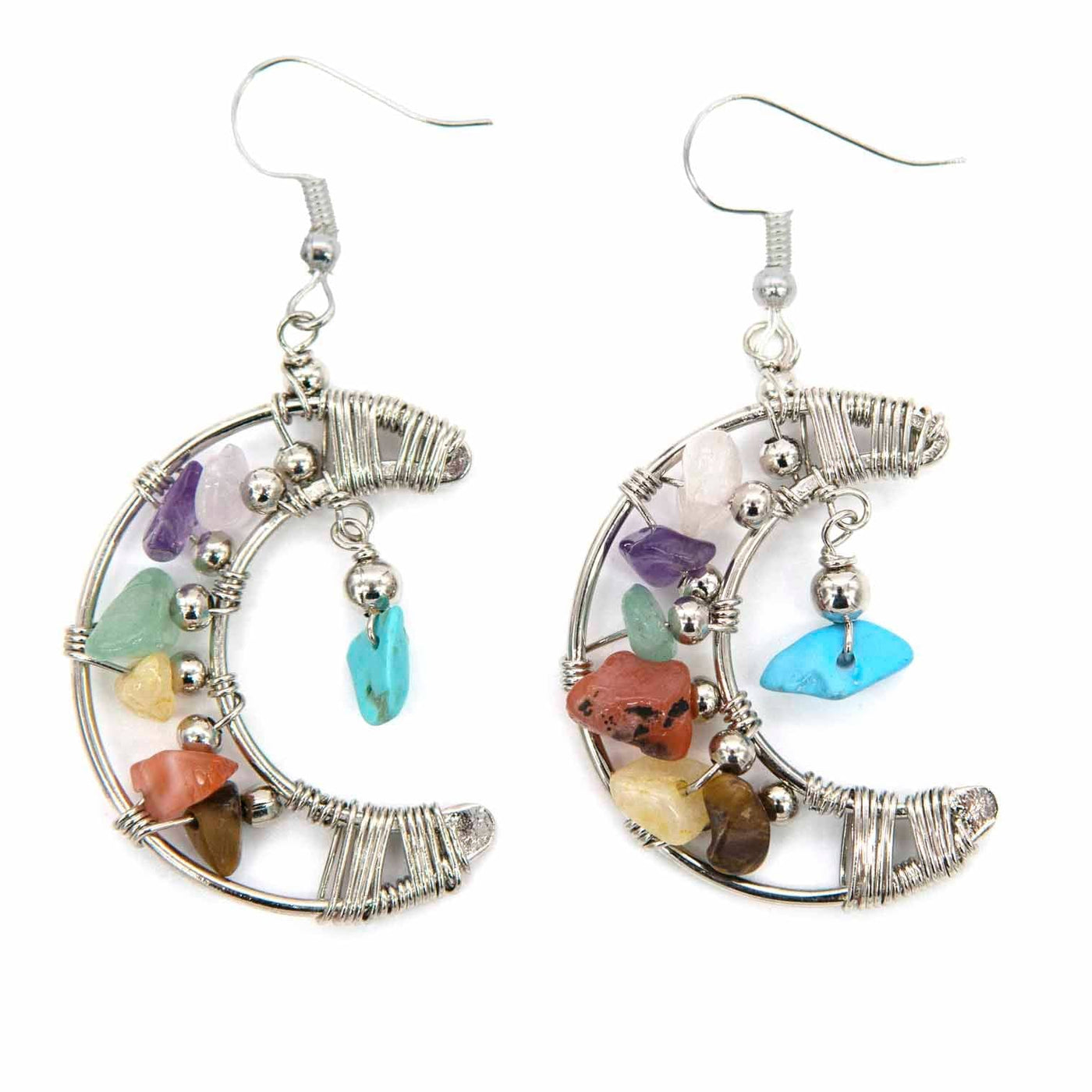 Crescent Moon and Stone Earrings