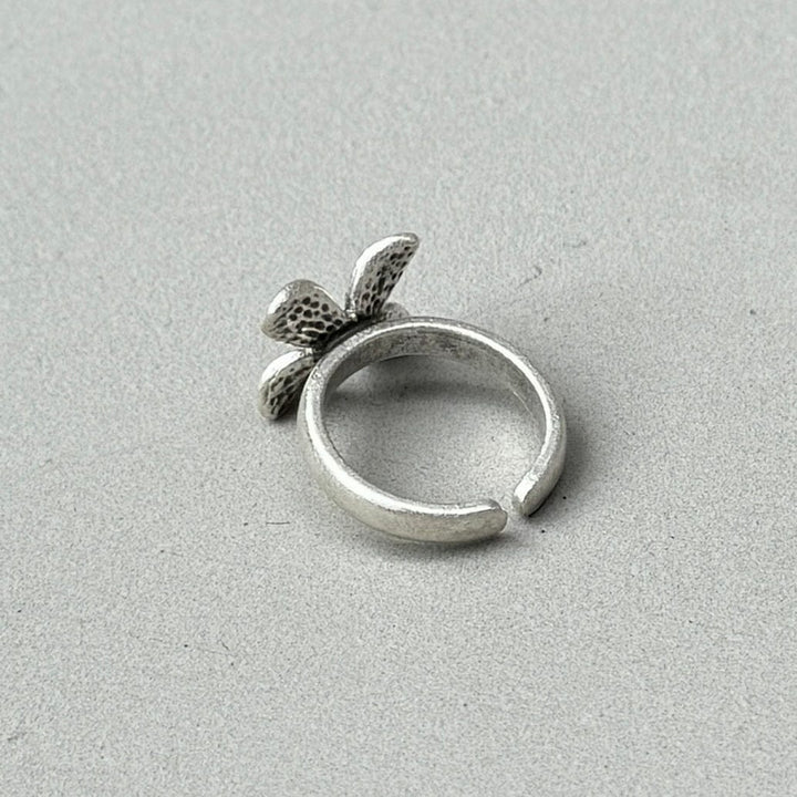 4 Petal Flower Silver Ring