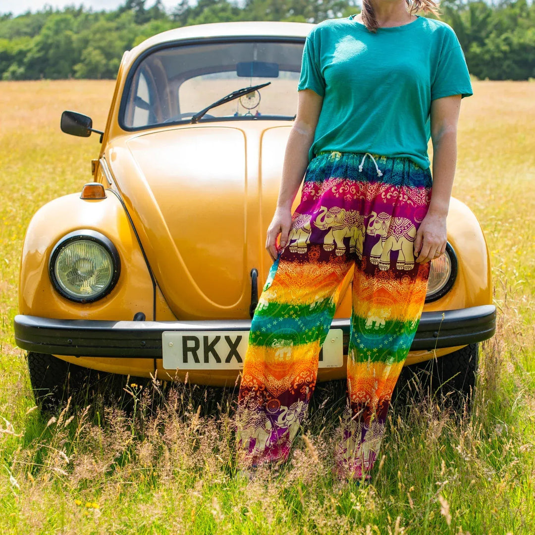 Rainbow Elephant Harem Pants