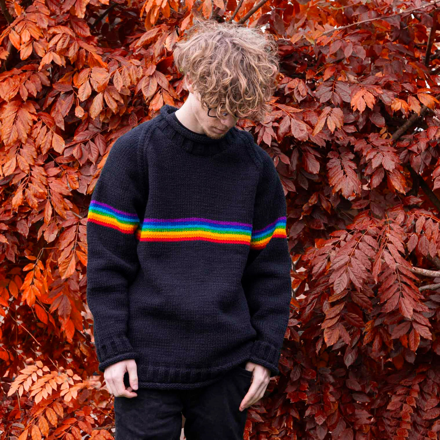 Men's Rainbow Stripe Wool Jumper