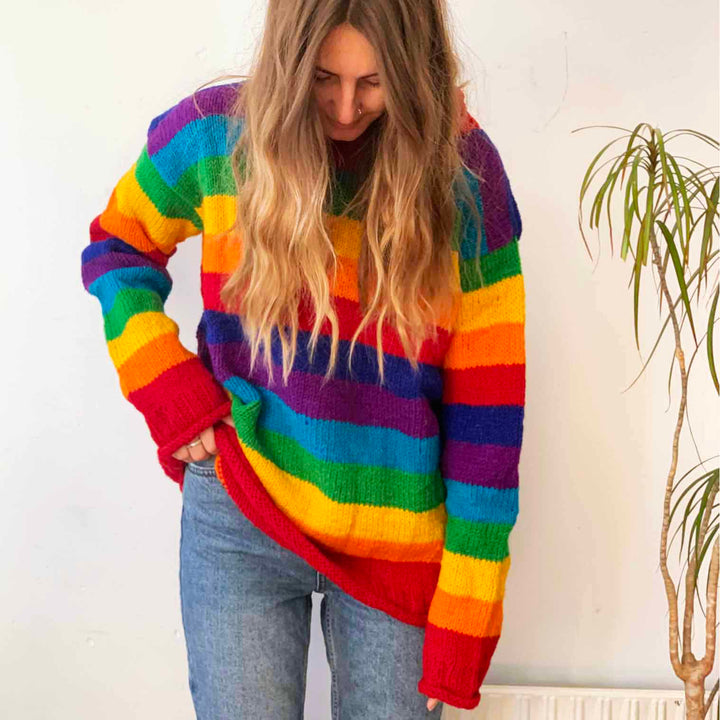 Oversized Rainbow Wool Jumper