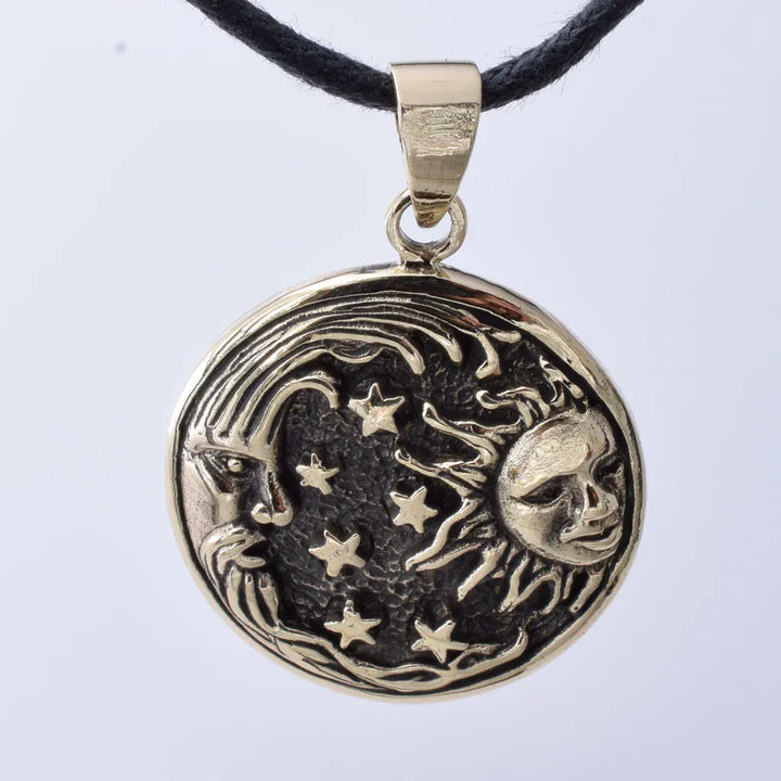 Solid bronze Celestial circle pendant