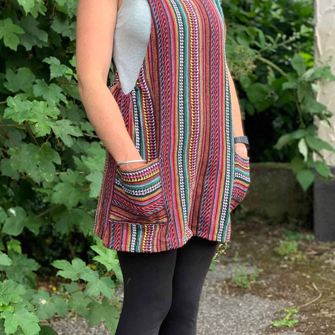 Cotton Thai Weave Dungaree Dress