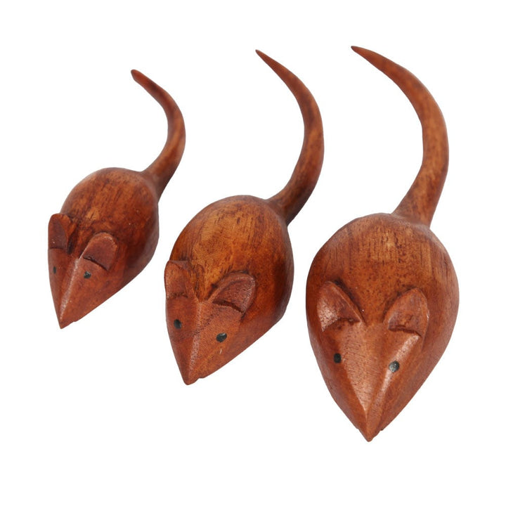 Set Of 3 Wooden Mice