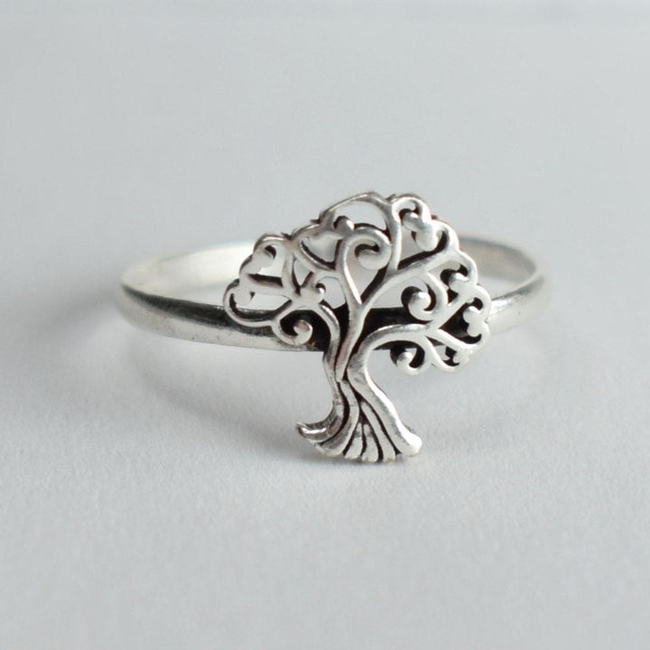 Tree of Life, Adjustable Ring, silver colour