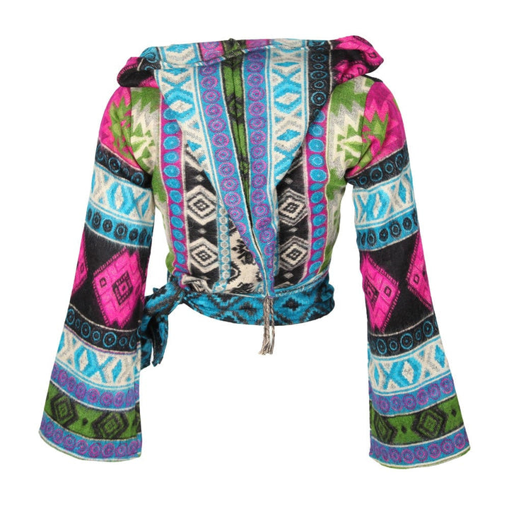 Geometric Hooded Tie Top