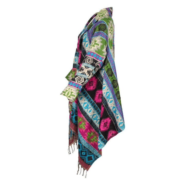Geometric Open Blanket Wrap Cardigan