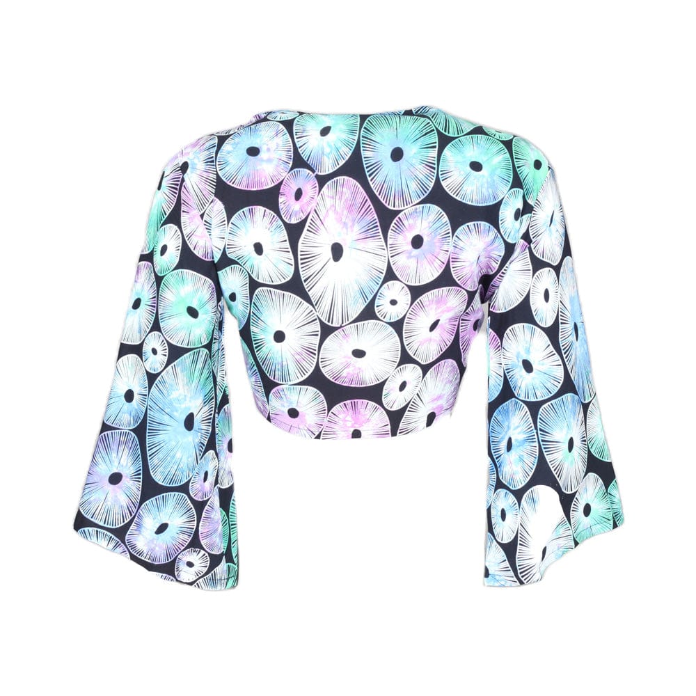 Aqua Coral Print Wrap Top..