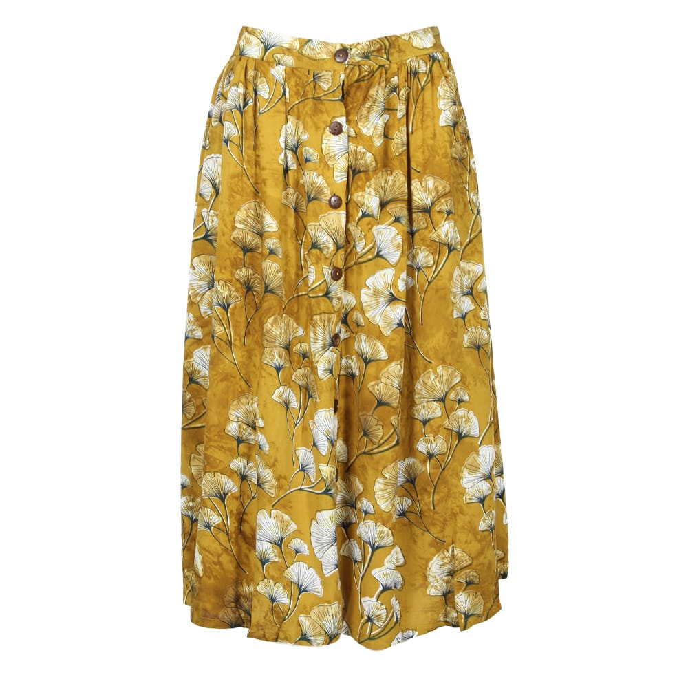 Ginkgo Leaf Button Skirt