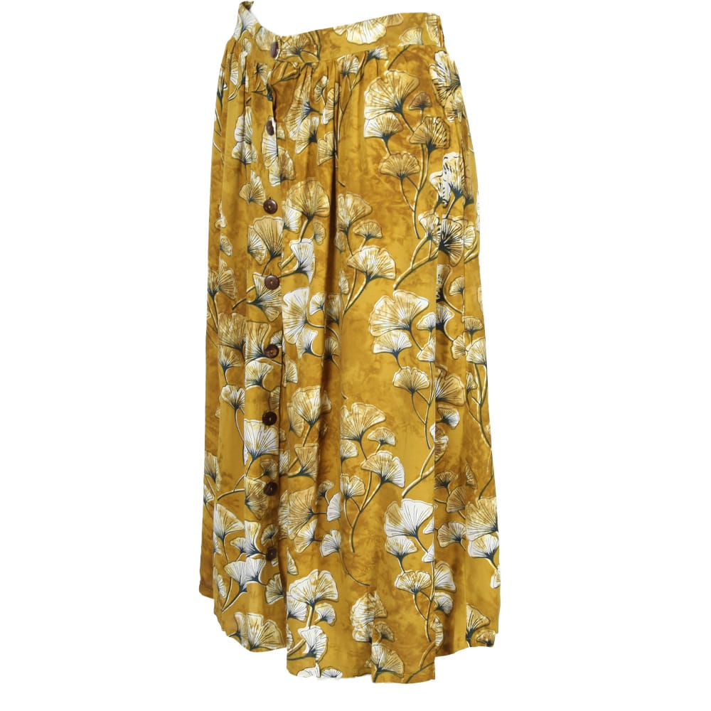 Ginkgo Leaf Button Skirt
