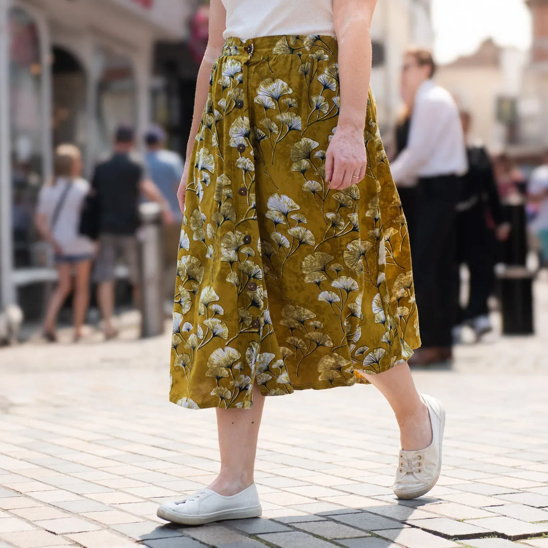 Ginkgo Leaf Button Skirt